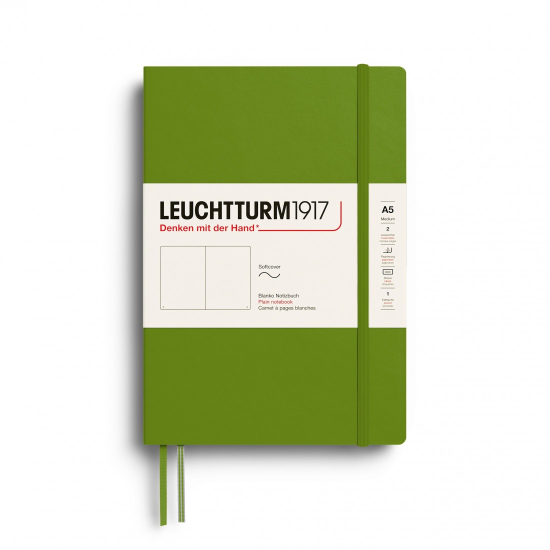 Leuchtturm 1917 notebook soft cover, plain, 123 pages, 80gsm, 400891 Moss