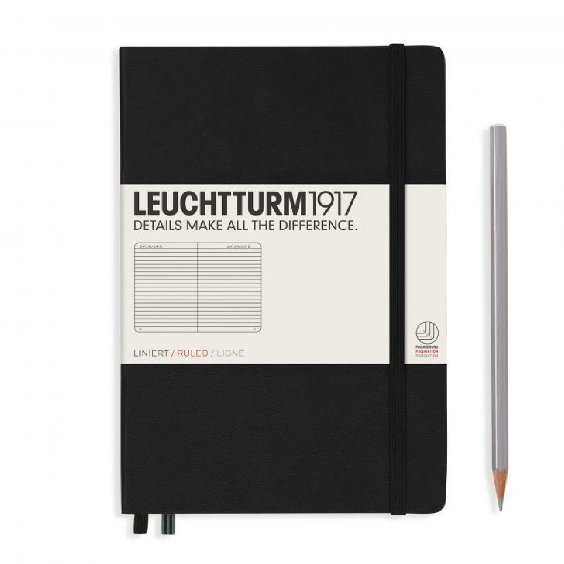 Leuchtturm 1917 Set A5 Black Hard Cover Notebook and Ballpen plus Pen Loop
