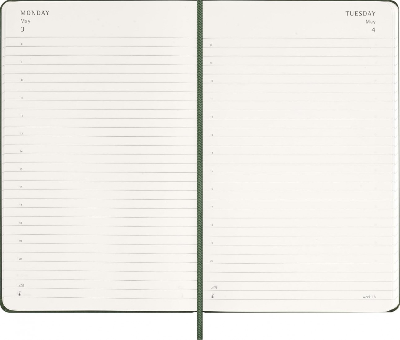 Moleskine Classic Planner 2027 Large 13x21cm, Daily, hard cover, 12 months, Myrtile Green