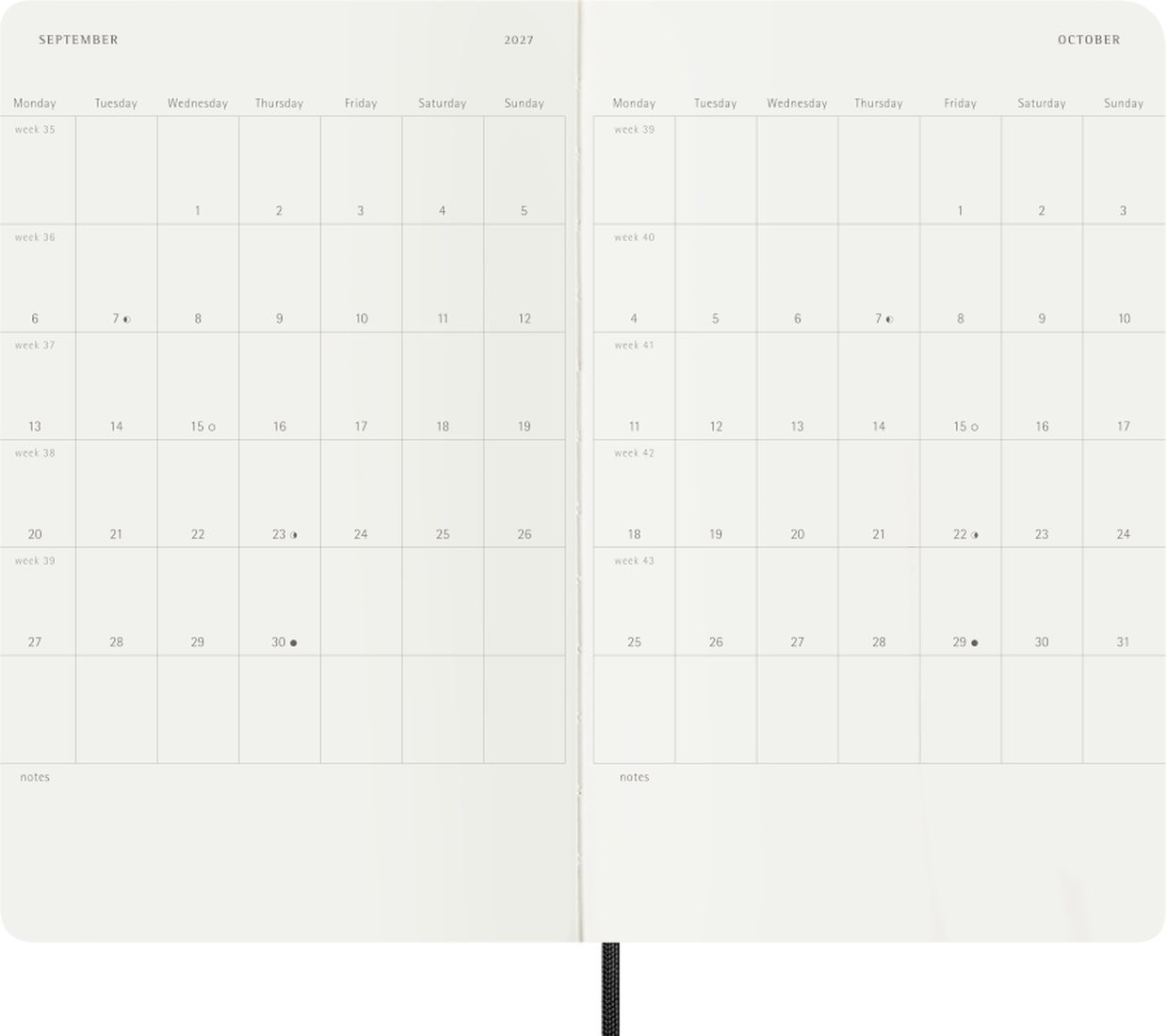 Moleskine Precious and Ethical Diary 2027 Large 13x21, Weekly, 12-Month, Vegan Cover, Black
