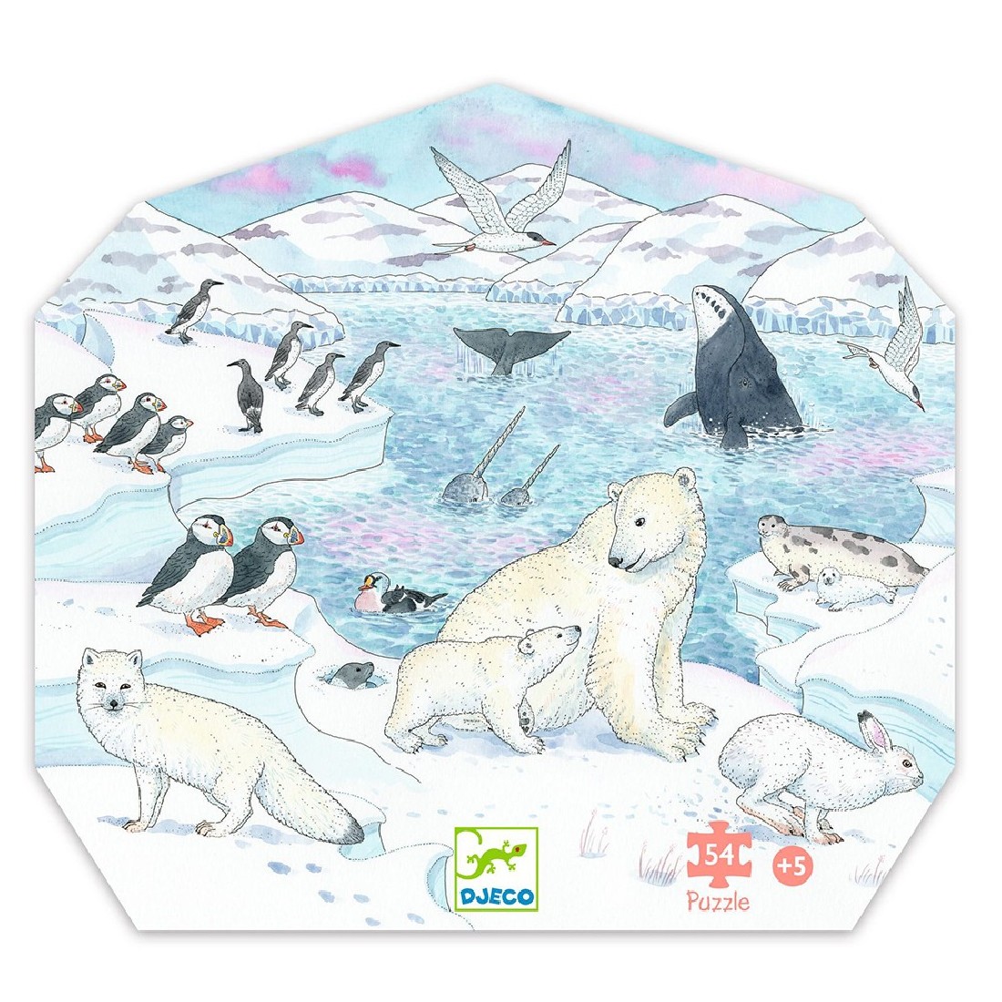 Puzzle σε σχηματικό κουτί 54 τεμ. Πολικά ζώα 07294 Djeco