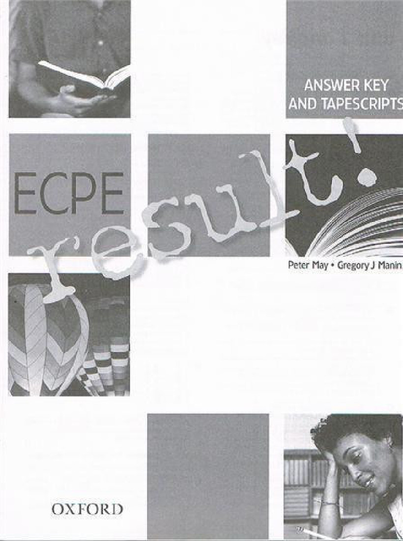 ECPE RESULT MICHIGAN PROFICIENCY ANSWER KEY & TAPESCRIPTS